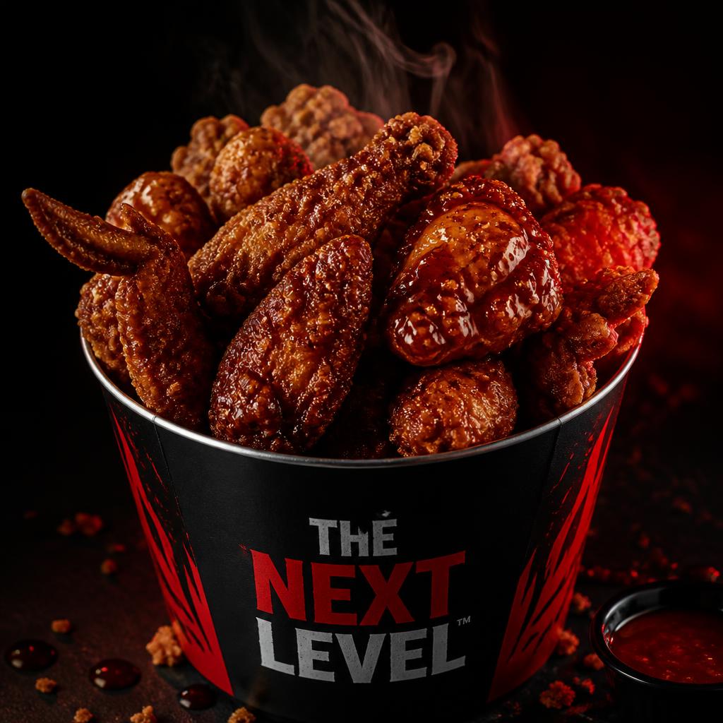 Bucket of freshly fried chicken wings